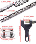 MRELC 420 motorcycle chain, silver, 132 links, with black chain breaker tool