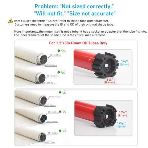 Battery Powered DIY Electric Roller Shade Motor For 1.5 Inch Tubes Upgrades Manual Blinds To Motorized, ERB25 Compatible, Fits 38mm Tubes And Most Roman And Roller Hardware, Easy Installation And Smooth Quiet Operation