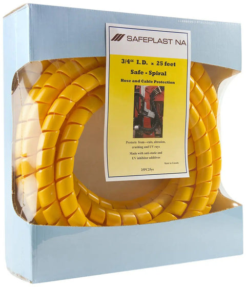 Safe-Spiral Pre-Cut Hose And Cable Protector Wrap Slick Spiral Shield - Yellow HDPE, 1 Inch OD, 25 Foot Pre-Cut Length