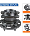 Rear Wheel Bearing And Hub Assembly 512284 Non ABS 5 Lug Rear Hub For Toyota Highlander 2004 To 2013 all views
