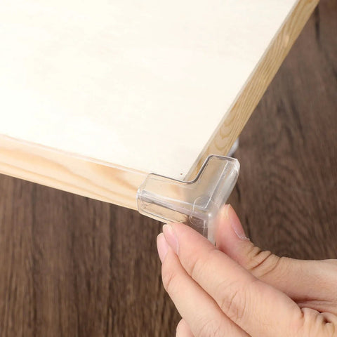 Installing 4 Pack PVC Corner Protectors for Tables and Dressers No Tools Needed Easy Install Edge Guards with Soft Bump Protection