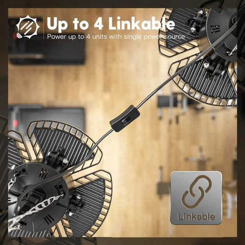 Plug In LED Garage Lights Kit With Four Deformable Panels, 90W 9000 Lumens, showing linkable panel connection.