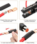 UL Tested 10 Pack 8 AWG Heavy Duty Copper Ring Terminals Set With Three Eighths Inch Ring And Heat Shrink Tubes assembly