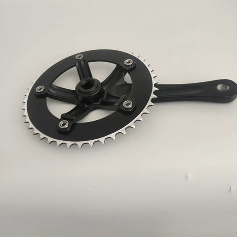 44T/46T Aluminum Crankset, 170mm Crankarms, 130 BCD Square Taper For Mountain Road And Fixed Gear Bikes, black finish