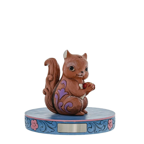 Chipmunk Holding a Nut Mini Figurine From Jim Shore Heartwood Creek Folk Art Collection, handcrafted and multicolor, on display