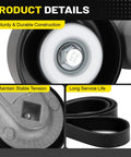Close-up of AC Drive Belt Tensioner Kit Bolt-On Fits Chevy Tahoe 2000-2008 showing durable components and belt details.