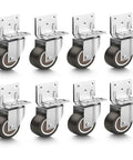 Slick Rolling One Inch Side Mount L Plate Swivel Caster Wheels With Full Quick Installation Hardware For No Sweat Furniture Upgrades And Diy Cart Projects - pack of eight with stainless brackets and rubber wheels