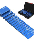 Heavy Duty 15 Piece Aluminum Setup Blocks And Height Gauge Set Featuring Precision Router Table Bars with size markings laid out.