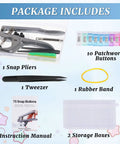 Package contents of No Sew Snap Button Kit With Pliers Set 460 Sets T5 Plastic Snaps 23 Colors For Clothing Diapers Bibs Rain Coats
