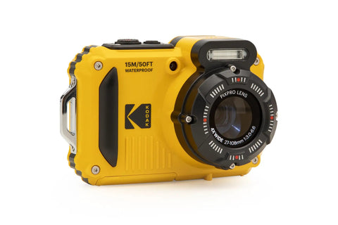 Yellow Rugged Waterproof Digital Camera With 50 Feet Depth Rating, 16MP sensor, 4X Optical Zoom, Shockproof, Dustproof, Built In WiFi
