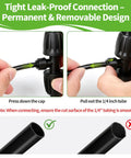 8 Pack 1/2 Inch To 1/4 Inch Drip Irrigation Fittings Quick Connect Reducing Tee Adapters demonstration with tubing.