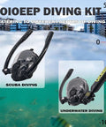 Scuba diving mask and underwater breathing kit displayed with ocean background, part of Compact Half Liter Scuba Diving Tank With Sub Mask Portable Lungs Kit
