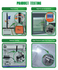 Testing procedures for Digital Inductive Tach Hour Meter With RPM Gauge including drop, temperature, button, and water tests.