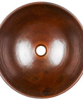 Top view of Handmade Aged Copper Vessel Sink 16 Inch Solid Copper Bathroom Sink With Top Notch Craftsmanship Easy Install