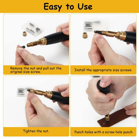 Dope Leather Hole Punch Kit With Six Size Tips 1.5Mm 2Mm 2.5Mm 3Mm 3.5Mm And 4Mm for Easy Use in Crafting and Leatherwork Demonstration.
