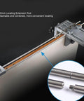 Close-up of pro-grade dowel jig kit with quick-release feature, showing adjustable 6mm, 8mm, 10mm drill sleeve options on a panel.