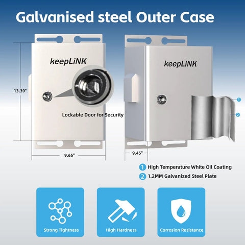 Rock Solid Outdoor Industrial PoE Switch Box With Hot 8 Gigabit Ports And 300W Power Budget For Security Cams And Gear Heavy-duty galvanised steel enclosure with lockable door.
