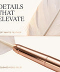 White Retro Feather Ballpoint Pen Smooth Riding Signature Pen For Weddings And Office Gifts Elegant Refillable Writer with rose gold accents