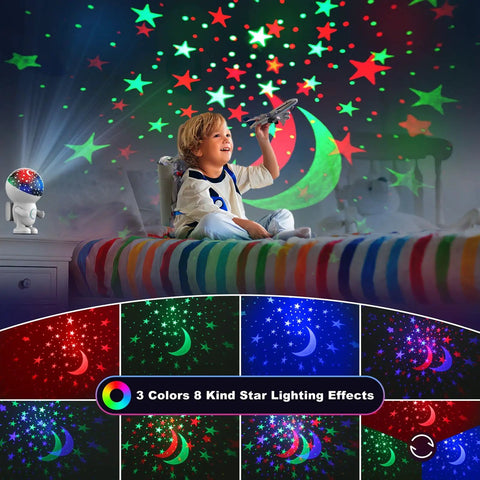 Astronaut Night Light Projector For Kids, 360 Degree Nebula Star Show With 8 Color Modes, Auto Timer, Energy Halo in child's room