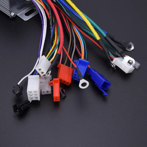 Beefy Aluminum 48V 60V 64V Brushless Motor Speed Controller 1000W 1500W 30 Amp Drop In wiring harness with connectors.