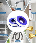 Premium PTFE Plumbers Tape 6 Roll Pack Teflon Thread Seal Tape High Density Sealant For Shower Heads And Water Pipes Must Have Leak Proof Half Inch By 394 Inch Each Roll image showing tape with plumbing applications