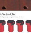 Four Pack Aluminum Bench Dog Clamps For Woodworking In Red Fits Three Quarter Inch 19mm Bench Dog Holes Durable Anodized