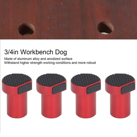 Four Pack Aluminum Bench Dog Clamps For Woodworking In Red Fits Three Quarter Inch 19mm Bench Dog Holes Durable Anodized