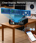 Full 48V Off Grid Solar System Kit with detailed remote control display and monitoring app for efficient energy management.