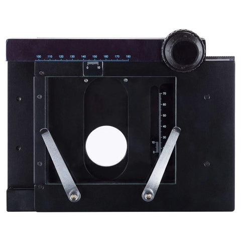 X-Y Gliding Table For Microscopes Manual Stage Pro Grade Hands Free Slide For Stereo Dissecting And Inspection Microscopes 7 By 6 By 1 Inch Black Finish, showing detailed view with measurement markers.