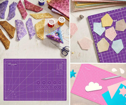 Headley Tools A3 cutting mat, purple and pink, self-healing, double-sided 5-ply for fabric and crafts.