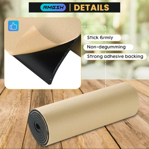 Beefy Neoprene Sponge Foam Sheet Quarter Inch Thick By Twelve Inch Wide By Fifty Four Inch Long Four Point Five Sqft, rolled with adhesive backing