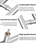 16 Inch Sliding Glass Shower Door Handle Back To Back Pull in SUS304 Stainless Steel Brushed Nickel Finish close-up showing gaskets and screws.