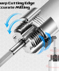 Close-up of Pro Grade All In One Pipe Thread Cutting Tool With Integrated Internal And External Threading PVC PPR MPP Tubing Electric Drill Compatible Threader Kit.