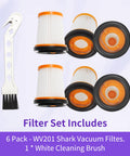 6 Pack WV201 Wandvac Filter Replacement For Your Hand Vac ION W1 S87 WV200 WV201 WV205 WV201BK WV220 WV221 UV200CCO HEPA Fabric Filter Compatible With XHFWV200 with cleaning brush