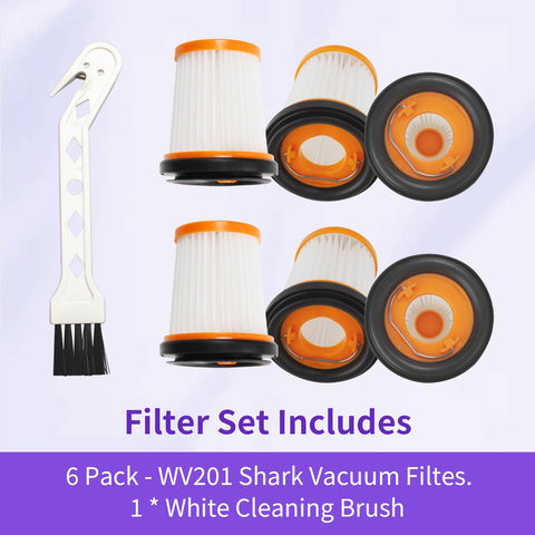 6 Pack WV201 Wandvac Filter Replacement For Your Hand Vac ION W1 S87 WV200 WV201 WV205 WV201BK WV220 WV221 UV200CCO HEPA Fabric Filter Compatible With XHFWV200 with cleaning brush