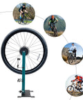 Must Have Wheel Truing Stand For 27.5 To 29 Inch Wheels, Heavy Duty High Carbon Steel Repair Tool displayed with cyclists