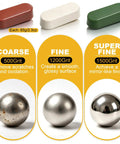 Image showing three polishing compounds and grit levels for the All In One 10-Piece 4.5 Inch Metal Polishing Kit For Angle Grinder.