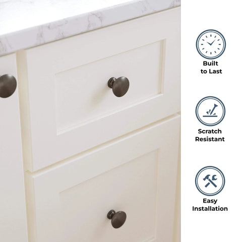 Installed Fulton Soft Iron Round Cabinet Knobs One And Three Sixteenth Inch Easy Install Durable Hardware For Drawers