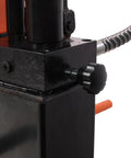 Close-up of Heavy Duty Hydraulic Shop Press, Badass 30 Ton H-Frame Rig showing control knob and pressure gauge details.