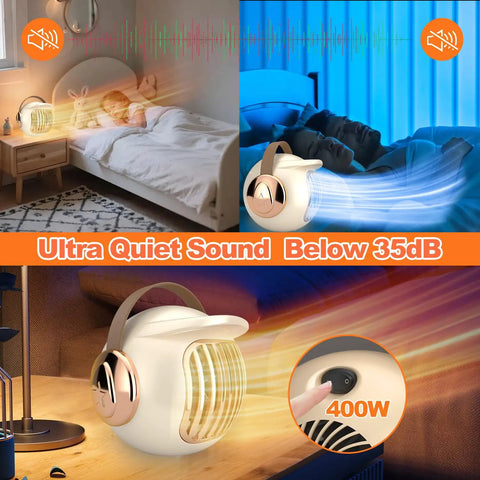Portable 400W Space Heater For Office And Desk Use, Mini Tent Warmer For Camping, Indoor Only, With Tip Over Protection