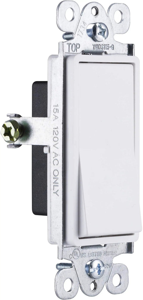 Five Pack Paddle Rocker Light Switches Single Pole On Off Replacement For Electrical Light Switches And Ceiling Fan Switches UL Listed White Grounding Switches For Easy Home Upgrades And DIY Projects