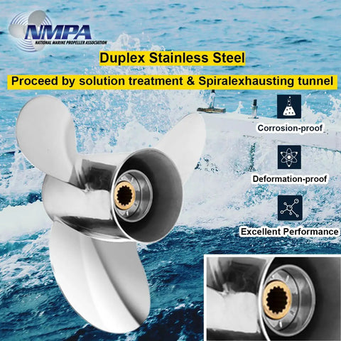 Stainless Steel Boat Propeller 13 1/4 Inch Diameter 17 Inch Pitch Right Hand 3 Blade 15 Tooth Gearcase 4 1/4 Inch OEM