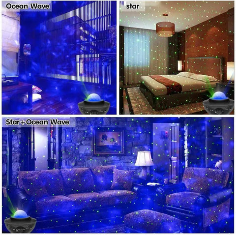 Starry Sky Projection Night Light With Remote Control Music Speaker And Timer Galaxy Projector in bedroom and living room