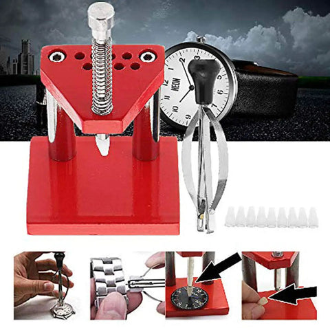 Pro Grade Watchmaker Hand Presser Lifter Tool Set With 7 Plastic Tips For Pressing, Lifting And Removing Watch Hands