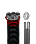 Close-up of Left Hand Wound Garage Door Torsion Spring 225x2x27 Heavy Duty Beefy Replacement with 1 Inch Steel Bearing and Winding Bars