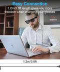 Man using 3.9Ft Type C Charging Cable For Ray Ban Meta Wayfarer Skyler Headliner Gen 2 And Oakley Meta HSTN Accessories