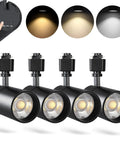 3 Color Selectable 30W H Track Lighting Heads Pack Of 4, Dimmable LED Track Lights With 36 Degree Beam, 3000 Lumen Each, black