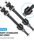 2-pack front stabilizer bar links, black steel with mounting hardware for Dodge Ram 1500 (2002–2005)