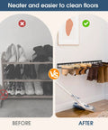 Two Pack Wall Mounted Boot Rack For Tall Boots And Cowboy Boots, Industrial Metal Shoe Organizer With Inverted Hanger Drying Method showcased in a before and after cleaning comparison