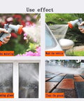 Heavy Duty Stainless Steel Garden Hose Reel Smooth Operator Wall Mount Rack For Patio in use, watering garden and cleaning surfaces.